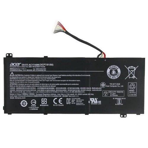 • Battery rating: 11.55V • Battery capacity: 5360mAh (61.9Wh) • Battery cells: 3-cell • Type: rechargeable Li-ion battery • Battery color: black • 24 x 7 Call, WhatsApp, Email support. • 30 Days Money Back Guarantee If not satisfied with Our Products. Compatible Part Numbers: 3ICP7/61/80, AC17A8M (Use CTRL+F to find your model) Laptop Fit Models: ACER SPIN 3 SERIES SP314-52 SP31452 SP314-52-50HT SP3145250HT SF314-52-57EJ SF3145257EJ Spin 3 SP314-52 Spin 3 SP31452 Spin 3 SP314-52-57FR Spin 3 SP3145257FR Spin 3 SP314-52-31FP Spin 3 SP3145231FP Spin 3 SP314-52-599W Spin 3 SP31452599W Spin 3 SP314-52-331FP Spin 3 SP31452331FP Spin 3 SP314-52-50HT Spin 3 SP3145250HT Spin 3 SP314-52-59LS Spin 3 SP3145259LS Spin 3 SP314-52-359F Spin 3 SP31452359F Spin 3 SP314-52-37MH Spin 3 SP3145237MH Spin 3 SP314-52-585L Spin 3 SP31452585L Spin 3 SP314-52-52JK Spin 3 SP3145252JK Spin 3 SP314-52-549T Spin 3 SP31452549T spin 3 SP314-52-59XY spin 3 SP3145259XY Spin 3 SP314-52-5565 Spin 3 SP314525565 Spin 3 SP314-52-518G Spin 3 SP31452518G SP314-52-501M SP31452501M SP314-52-36PS SP3145236PS SP314-52-51K3 SP3145251K3 Spin 3 SP314-52-30SD Spin 3 SP3145230SD Spin 3 SP314-52-58AR Spin 3 SP3145258AR Spin SP314-52-518G Spin SP31452518G Spin 3 SP314-52-54R2 Spin 3 SP3145254R2 Spin 3 SP314-52-34M3 Spin 3 SP3145234M3 Spin 3 SP314-52-34UD Spin 3 SP3145234UD Spin 3 SP314-52-35AH Spin 3 SP3145235AH SPIN 3 SP314-52-37XY SPIN 3 SP3145237XY ACER TRAVELMATE SERIES TravelMate X3410 TravelMate X3410-M TravelMate X3410M TravelMate X3410-M-866T TravelMate X3410M866T TravelMate X3410-M-507D TravelMate X3410M507D TravelMate X3410-M-50AR TravelMate X3410M50AR TravelMate X3410-M-50DD TravelMate X3410M50DD TravelMate X3410-M-52C5 TravelMate X3410M52C5 TravelMate X3410-M-83GD TravelMate X3410M83GD TravelMate X3410-M-540B TravelMate X3410M540B TravelMate X3410-M-51XY TravelMate X3410M51XY TravelMate X3410-M-5608 TravelMate X3410M5608 TravelMate X3410-M-8357 TravelMate X3410M8357 TravelMate X3410-M-59HE TravelMate X3410M59HE TravelMate X3410-M-543C TravelMate X3410M543C TravelMate X3410-M-56EC TravelMate X3410M56EC TravelMate X3410-M-880G TravelMate X3410M880G TravelMate X3410-M-55NE TravelMate X3410M55NE TravelMate X3410-M-33W6 TravelMate X3410M33W6 TravelMate X3410-M-84LE TravelMate X3410M84LE TravelMate X3410-M-591R TravelMate X3410M591R TravelMate X3410-M-85VQ TravelMate X3410M85VQ TravelMate X3410-M-30Q6 TravelMate X3410M30Q6 TravelMate X3410-MG TravelMate X3410MG TravelMate X3410-MG-50LB TravelMate X3410MG50LB TravelMate X3410-MG-89LZ TravelMate X3410MG89LZ TravelMate X3410-MG-59Z5 TravelMate X3410MG59Z5 TravelMate X3410-MG-81EB TravelMate X3410MG81EB TravelMate X3410-MG-83LF TravelMate X3410MG83LF TravelMate X3410-MG-82TS TravelMate X3410MG82TS TravelMate X3410-MG-566U TravelMate X3410MG566U TMX3410-M-50AR TMX3410M50AR TMX3410-M-38VP TMX3410M38VP TMX3410-MG-51V0 TMX3410MG51V0 Teqoneindia.com